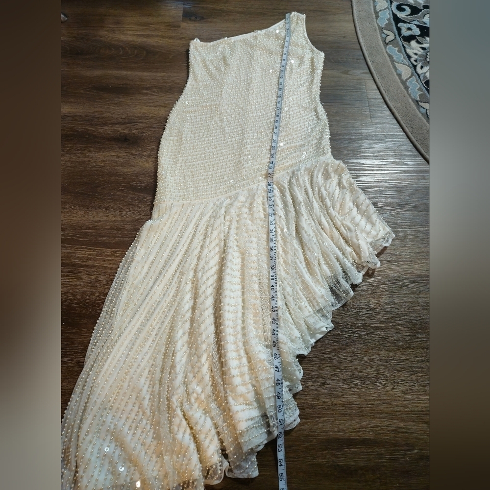Mac Duggal One Shoulder Pearl Asymmetrical Prom Wedding Dress 10 - Picture 13 of 16